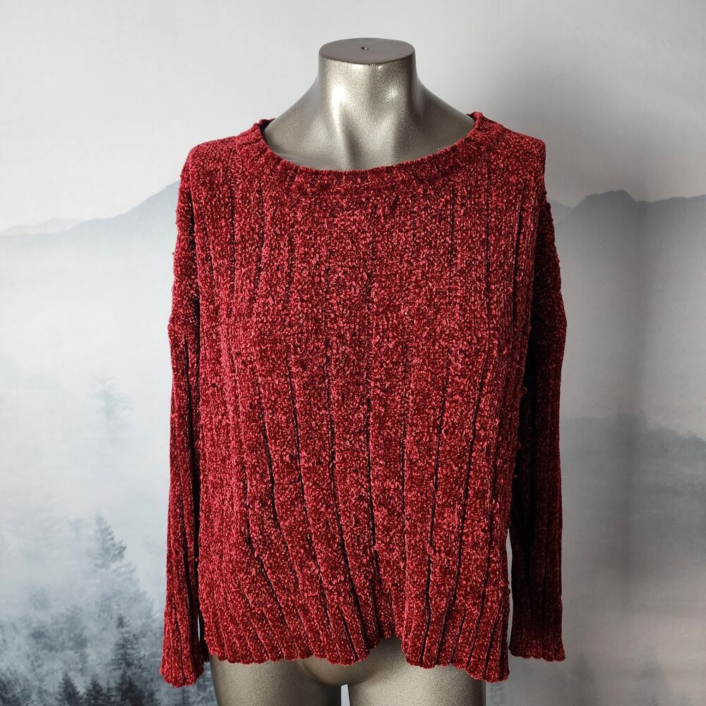 Seven7 Chenille Crew Neck Zinfandel Sweater | Women's M